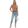 image:imageLYANER Womens Backless Open Back Cut Out Tops Round Neck Short Sleeve Tee Casual Workout TShirtDeep Khaki