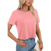 image:imageLYANER Womens Backless Open Back Cut Out Tops Round Neck Short Sleeve Tee Casual Workout TShirtDeep Pink