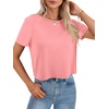 image:imageLYANER Womens Backless Open Back Cut Out Tops Round Neck Short Sleeve Tee Casual Workout TShirtDeep Pink