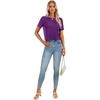 image:imageLYANER Womens Backless Open Back Cut Out Tops Round Neck Short Sleeve Tee Casual Workout TShirtDeep Purple