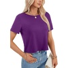 image:imageLYANER Womens Backless Open Back Cut Out Tops Round Neck Short Sleeve Tee Casual Workout TShirtDeep Purple