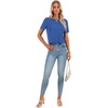 image:imageLYANER Womens Backless Open Back Cut Out Tops Round Neck Short Sleeve Tee Casual Workout TShirtDenim Blue