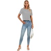 image:imageLYANER Womens Backless Open Back Cut Out Tops Round Neck Short Sleeve Tee Casual Workout TShirtLight Flower Gray