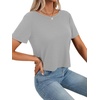 image:imageLYANER Womens Backless Open Back Cut Out Tops Round Neck Short Sleeve Tee Casual Workout TShirtLight Flower Gray