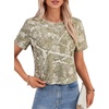 image:imageLYANER Womens Backless Open Back Cut Out Tops Round Neck Short Sleeve Tee Casual Workout TShirtLight Gray Branches