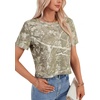 image:imageLYANER Womens Backless Open Back Cut Out Tops Round Neck Short Sleeve Tee Casual Workout TShirtLight Gray Branches