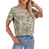 image:imageLYANER Womens Backless Open Back Cut Out Tops Round Neck Short Sleeve Tee Casual Workout TShirtLight Gray Branches