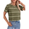 image:imageLYANER Womens Backless Open Back Cut Out Tops Round Neck Short Sleeve Tee Casual Workout TShirtLight Green Stripes