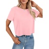 image:imageLYANER Womens Backless Open Back Cut Out Tops Round Neck Short Sleeve Tee Casual Workout TShirtLight Pink
