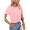 image:imageLYANER Womens Backless Open Back Cut Out Tops Round Neck Short Sleeve Tee Casual Workout TShirtLight Pink