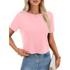 image:imageLYANER Womens Backless Open Back Cut Out Tops Round Neck Short Sleeve Tee Casual Workout TShirtLight Pink