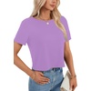 image:imageLYANER Womens Backless Open Back Cut Out Tops Round Neck Short Sleeve Tee Casual Workout TShirtLight Purple