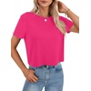 image:imageLYANER Womens Backless Open Back Cut Out Tops Round Neck Short Sleeve Tee Casual Workout TShirtRose Red