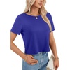 image:imageLYANER Womens Backless Open Back Cut Out Tops Round Neck Short Sleeve Tee Casual Workout TShirtRoyal Blue
