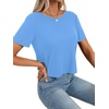 image:imageLYANER Womens Backless Open Back Cut Out Tops Round Neck Short Sleeve Tee Casual Workout TShirtSky Blue