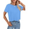 image:imageLYANER Womens Backless Open Back Cut Out Tops Round Neck Short Sleeve Tee Casual Workout TShirtSky Blue