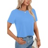 image:imageLYANER Womens Backless Open Back Cut Out Tops Round Neck Short Sleeve Tee Casual Workout TShirtSky Blue