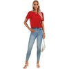 image:imageLYANER Womens Backless Open Back Cut Out Tops Round Neck Short Sleeve Tee Casual Workout TShirtSolid Red