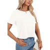 image:imageLYANER Womens Backless Open Back Cut Out Tops Round Neck Short Sleeve Tee Casual Workout TShirtWhite