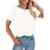 image:imageLYANER Womens Backless Open Back Cut Out Tops Round Neck Short Sleeve Tee Casual Workout TShirtWhite