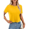 image:imageLYANER Womens Backless Open Back Cut Out Tops Round Neck Short Sleeve Tee Casual Workout TShirtYellow