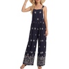 image:imageLYANER Womens Boho Floral Button Baggy Wide Leg Casual Romper Jumpsuits with PocketsNavy Blue