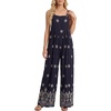 image:imageLYANER Womens Boho Floral Button Baggy Wide Leg Casual Romper Jumpsuits with PocketsNavy Blue