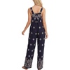image:imageLYANER Womens Boho Floral Button Baggy Wide Leg Casual Romper Jumpsuits with PocketsNavy Blue