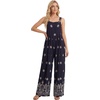 image:imageLYANER Womens Boho Floral Button Baggy Wide Leg Casual Romper Jumpsuits with PocketsNavy Blue