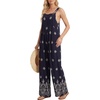 image:imageLYANER Womens Boho Floral Button Baggy Wide Leg Casual Romper Jumpsuits with PocketsNavy Blue