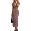 image:imageLYANER Womens Boho Floral Print Deep V Neck Short Sleeve Bodycon Cocktail Party Long DressRed