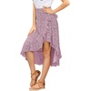 image:imageLYANER Womens Boho Floral Print Wrap Front Self Tie Knot Ruffle Hem Split Midi SkirtPink