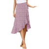 image:imageLYANER Womens Boho Floral Print Wrap Front Self Tie Knot Ruffle Hem Split Midi SkirtPink