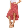 image:imageLYANER Womens Boho Floral Print Wrap Front Self Tie Knot Ruffle Hem Split Midi SkirtRed