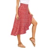 image:imageLYANER Womens Boho Floral Print Wrap Front Self Tie Knot Ruffle Hem Split Midi SkirtRed