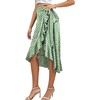 image:imageLYANER Womens Boho Floral Print Wrap Front Self Tie Knot Ruffle Hem Split Midi SkirtZipper Mint Green