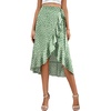 image:imageLYANER Womens Boho Floral Print Wrap Front Self Tie Knot Ruffle Hem Split Midi SkirtZipper Mint Green