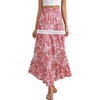 image:imageLYANER Womens Boho Floral Printed Elastic High Waist Ruffle Tiered Flowy ALine Maxi SkirtPink