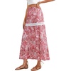 image:imageLYANER Womens Boho Floral Printed Elastic High Waist Ruffle Tiered Flowy ALine Maxi SkirtPink