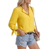image:imageLYANER Womens Button Down V Neck 34 Sleeve Business Casual Blouse Top ShirtsYellow