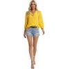 image:imageLYANER Womens Button Down V Neck 34 Sleeve Business Casual Blouse Top ShirtsYellow