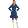 image:imageLYANER Womens Button Lapel V Neck Long Sleeve A Line Business Casual Mini DressesBlue