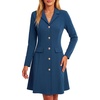 image:imageLYANER Womens Button Lapel V Neck Long Sleeve A Line Business Casual Mini DressesBlue