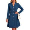 image:imageLYANER Womens Button Lapel V Neck Long Sleeve A Line Business Casual Mini DressesBlue