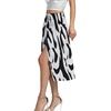image:imageLYANER Womens Casual Boho Printed High Waist Side Split Hem Zipper Midi SkirtBlack on White