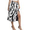 image:imageLYANER Womens Casual Boho Printed High Waist Side Split Hem Zipper Midi SkirtBlack on White