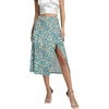 image:imageLYANER Womens Casual Boho Printed High Waist Side Split Hem Zipper Midi SkirtFlower Pure Green