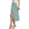 image:imageLYANER Womens Casual Boho Printed High Waist Side Split Hem Zipper Midi SkirtFlower Pure Green