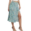 image:imageLYANER Womens Casual Boho Printed High Waist Side Split Hem Zipper Midi SkirtFlower Pure Green