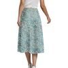 image:imageLYANER Womens Casual Boho Printed High Waist Side Split Hem Zipper Midi SkirtFlower Pure Green